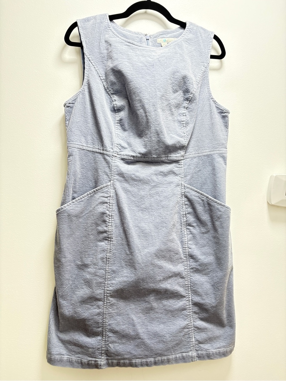 Boden Light Blue Corduroy Crewneck Dress | 14 | Minimalism Coastal Quiet